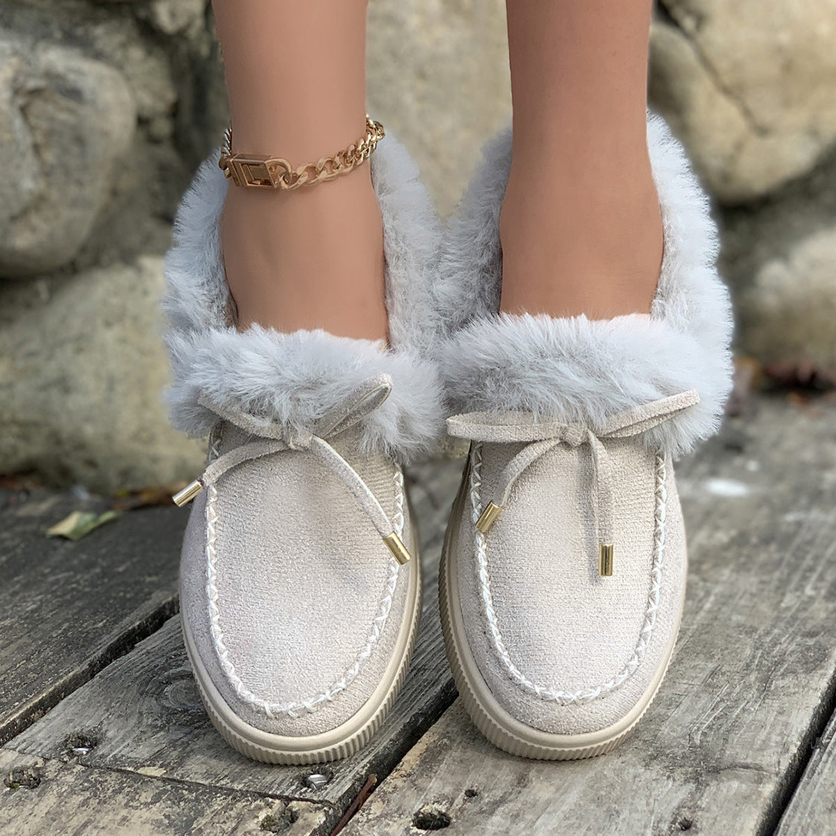 Plush Suede Platform Slippers