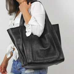 Large Capacity Satchel with Outside Pocket
