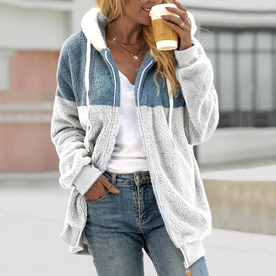 Plush Hooded Fall Jacket