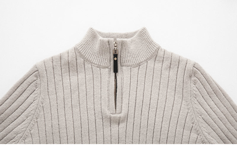 Men's Long Sleeve Half-Turtleneck Zip-Up Sweater in 5 Colors M-3XL