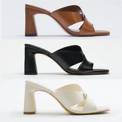 Square Toe High Heel Sandals in 3 Colors