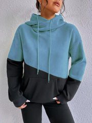 Sweat à capuche ample colorblock avec poche kangourou