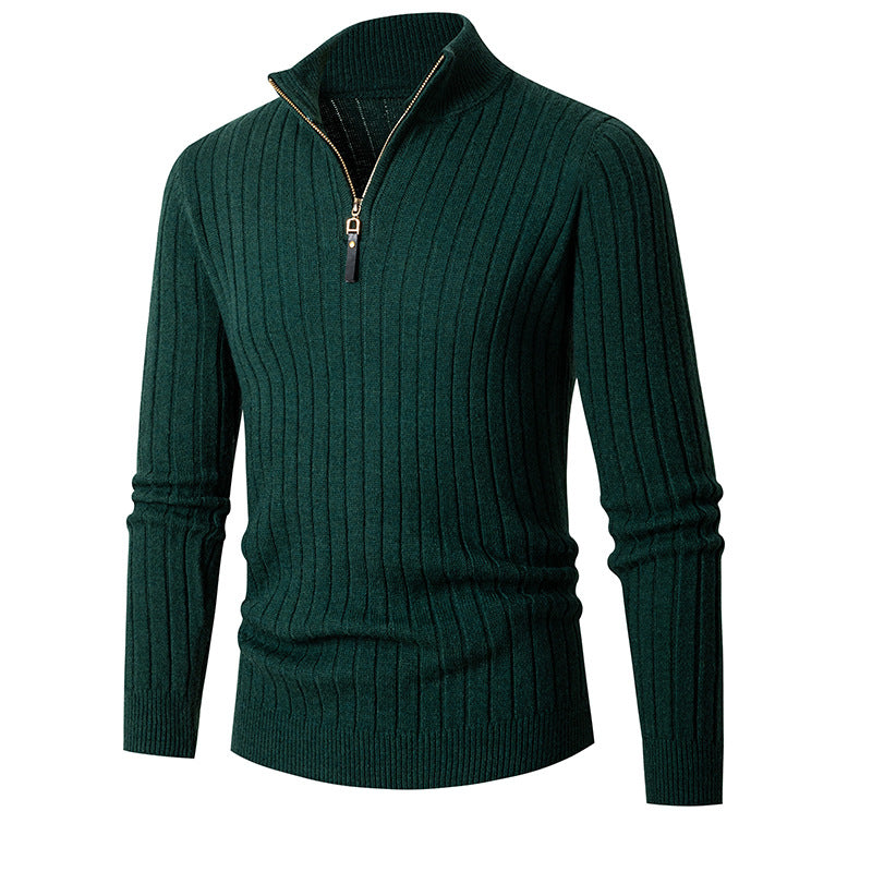 Men's Long Sleeve Half-Turtleneck Zip-Up Sweater in 5 Colors M-3XL