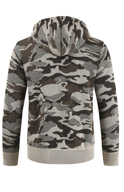 Men's Hooded Camo Long Sleeve Sweater in 4 Colors M-3XL