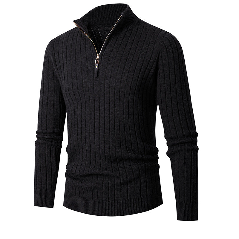 Men's Long Sleeve Half-Turtleneck Zip-Up Sweater in 5 Colors M-3XL