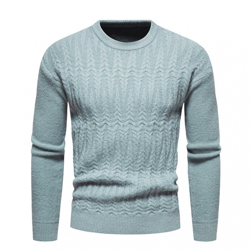Men's Round Neck Jacquard Pullover Sweater in 8 Colors M-XXL