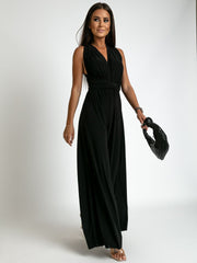 V-Neck Sleeveless  Wide Leg Jumpsuit in 4 Colors S-2XL