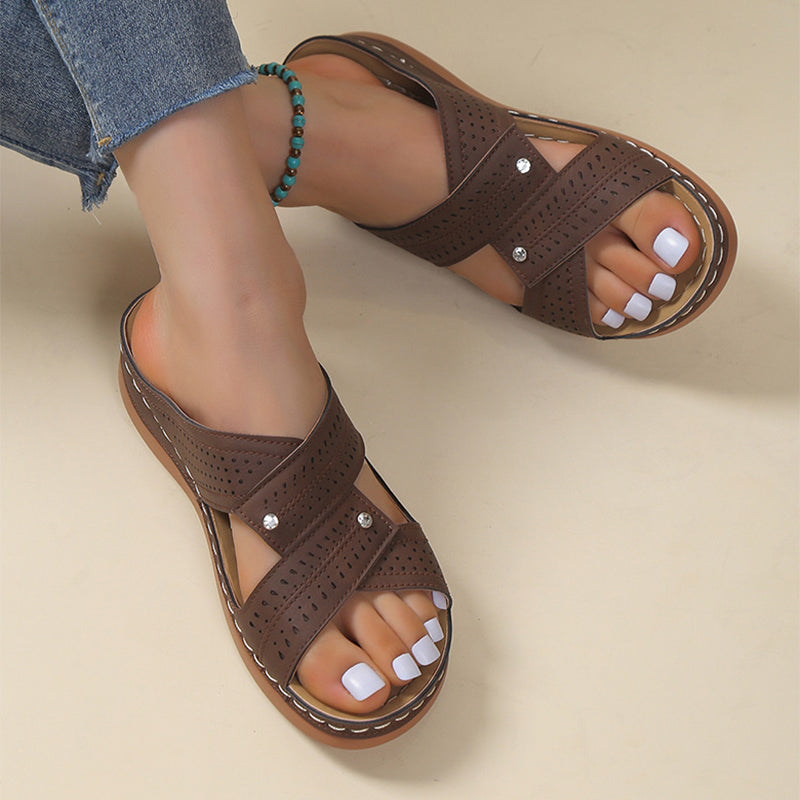 Low Wedge Heel Sandals in 4 Colors