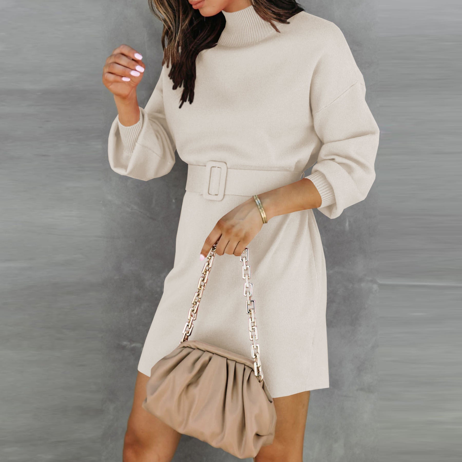 Cowl Neck Sweater Dress