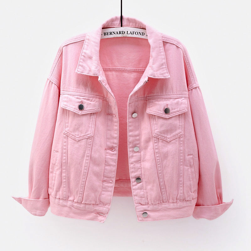 Einfarbige Jeansjacke mit Taschen