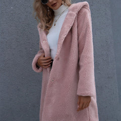 Hooded Mid-Length Plush Coat in 2 Colors S-XL