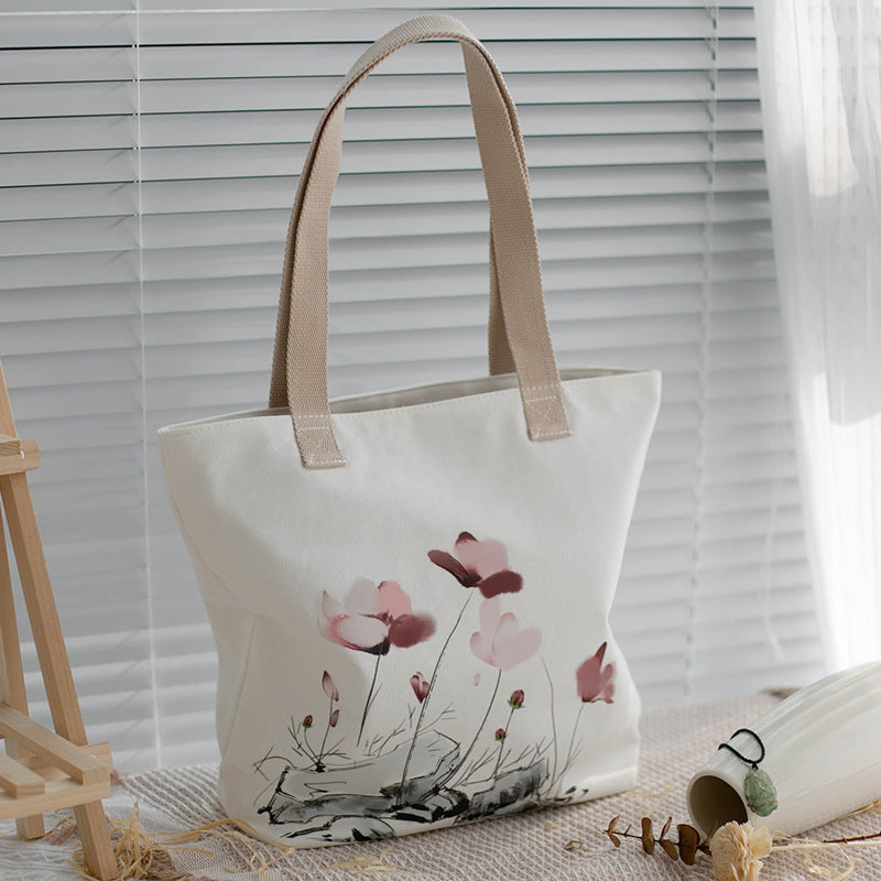 Large Capacity Canvas Artistic Shoulder Tote Bag