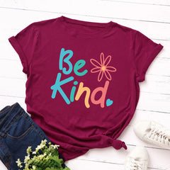 Be Kind Rundhals-Kurzarm-Top in 6 Farben XS-5XL