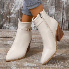 Pointed Toe Chunky Heel Ankle Boots