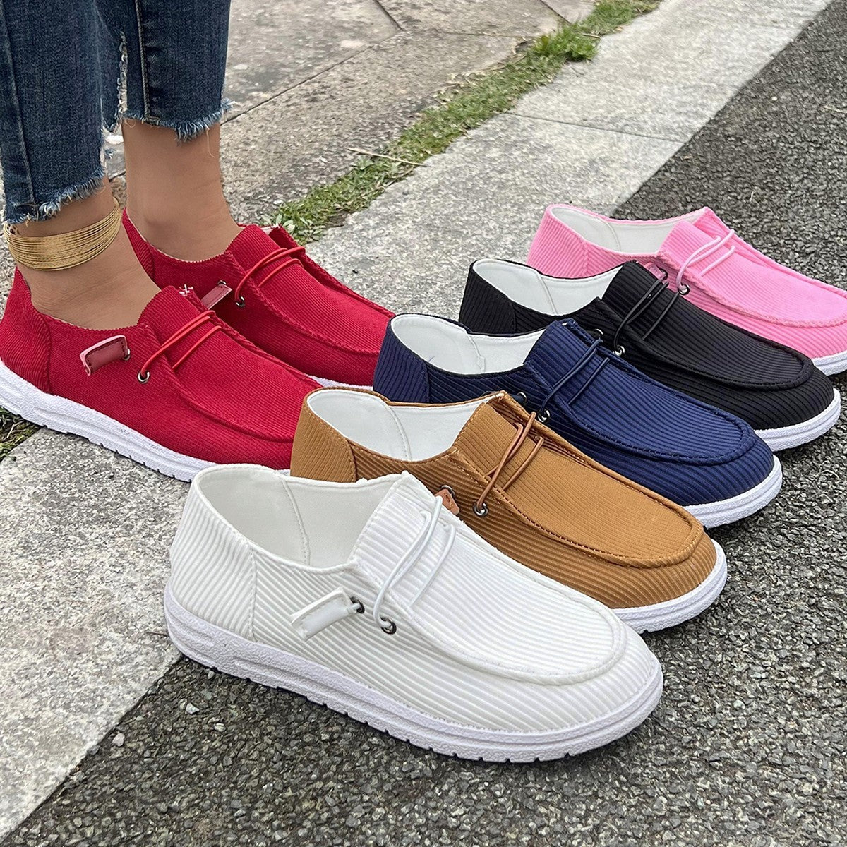 Flat Bottom Slip On Casual Boat Shoes
