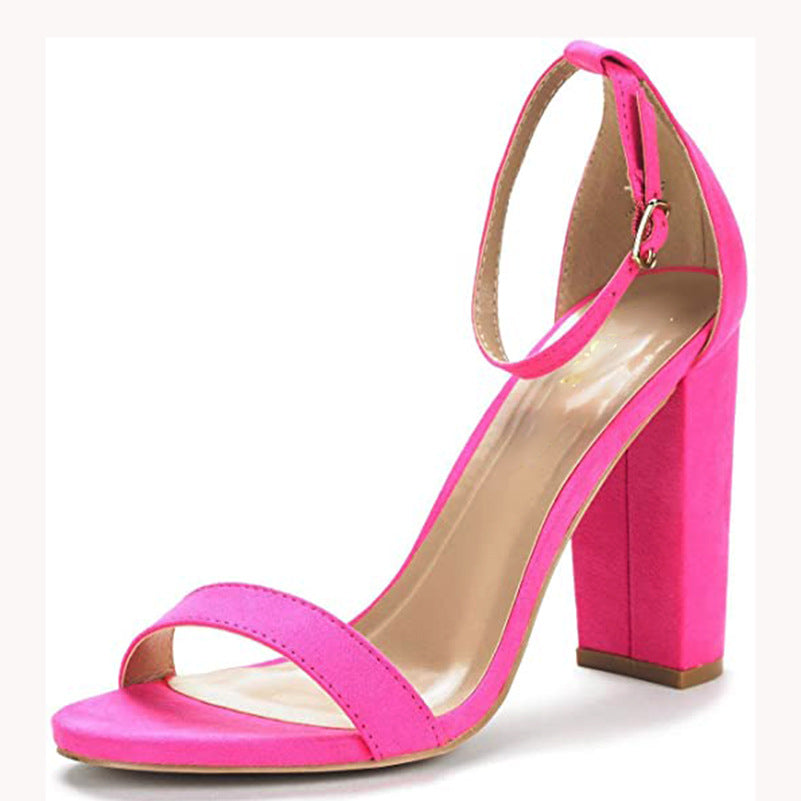 Suede High Block Heels with Ankle Strap