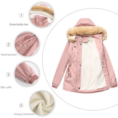 Fleece Winter Coat with Detachable Hood in 5 Colors S-5XL