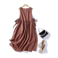 Sleeveless Checkered Midi Dress in 3 Colors M-2XL