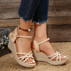 Strappy High Wedge Sandals in 2 Colors