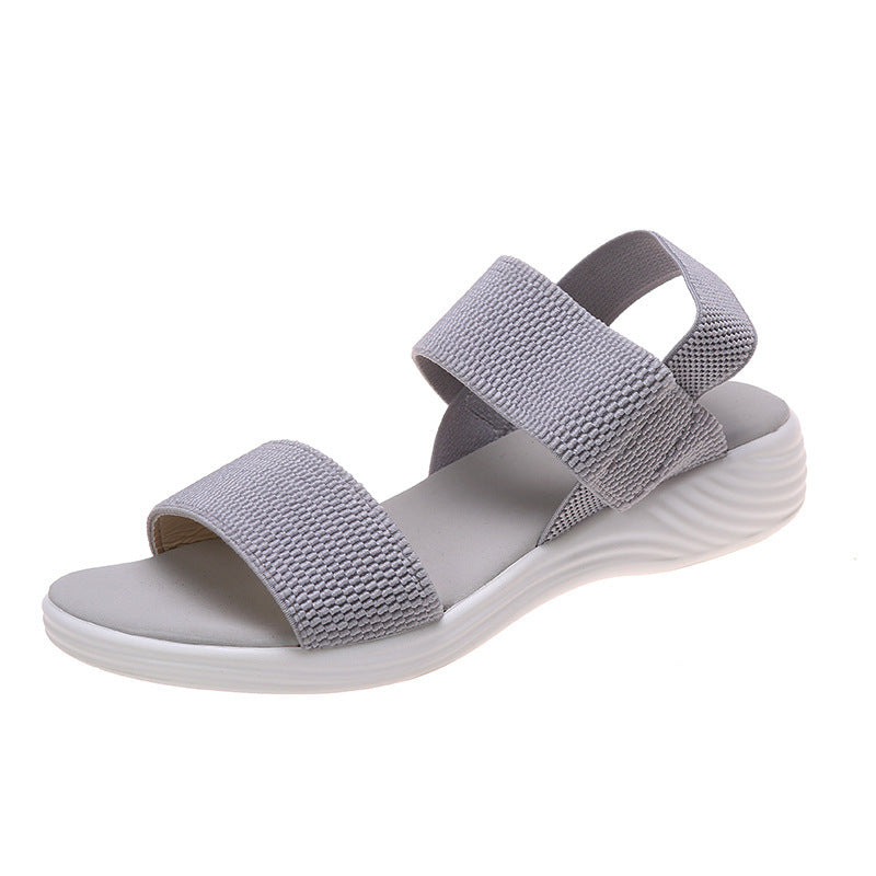 Wide Strap Flat Sandals with Ankle Band