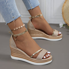 Sparkly Platform Wedge Sandals