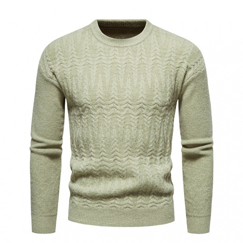 Men's Round Neck Jacquard Pullover Sweater in 8 Colors M-XXL