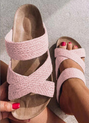 Cross Woven Strap Platform Sandals in 3 Colors
