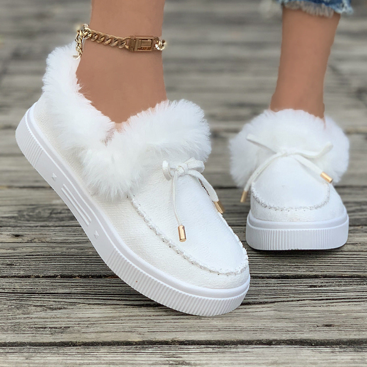 Plush Suede Platform Slippers