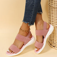 Wide Strap Flat Sandals with Ankle Band