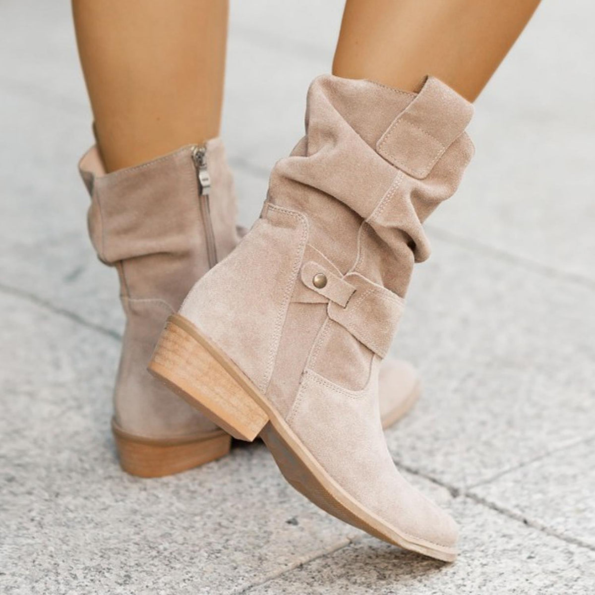 Low Heel Suede Short Boots in 5 Colors