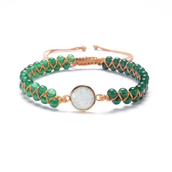 Bracelet bohème tressé en pierre et opale en 6 couleurs