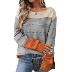 Boat Neck Knit Long Sleeve Sweater