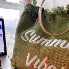Summer Vibes Beach Bag Tote in 5 Colors