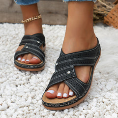 Low Wedge Heel Sandals in 4 Colors
