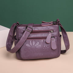Shoulder Crossbody Bag with Embossed Flowers in 4 Colors