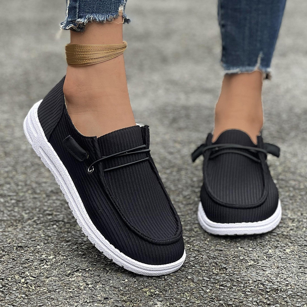 Flat Bottom Slip On Casual Boat Shoes