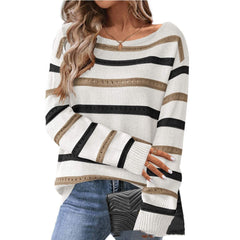 Boat Neck Knit Long Sleeve Sweater