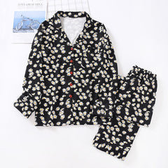 Langärmliges Pyjama-Set aus Baumwolle mit Gänseblümchenmotiv in 2 Farben M–XL