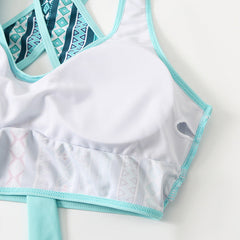 Two Piece Swimsuit with Shorts and Halter Neck