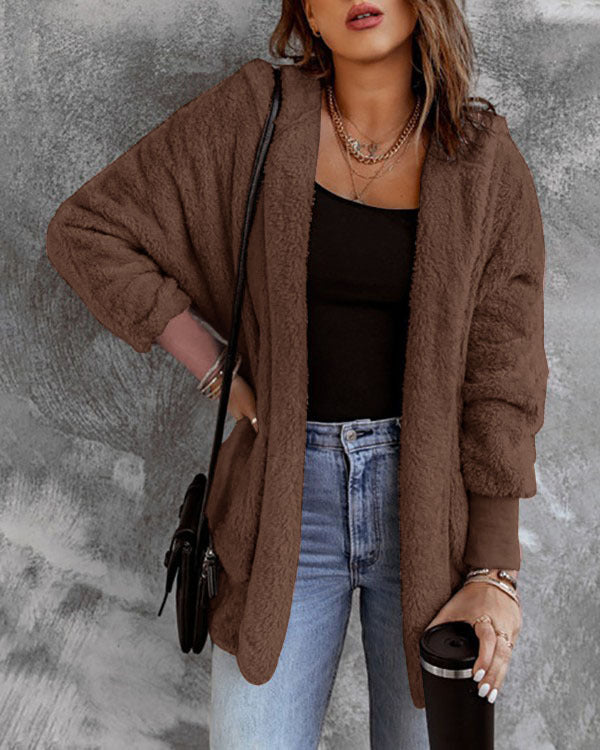 Plüschiger Langarm-Cardigan in 7 Farben S-3XL