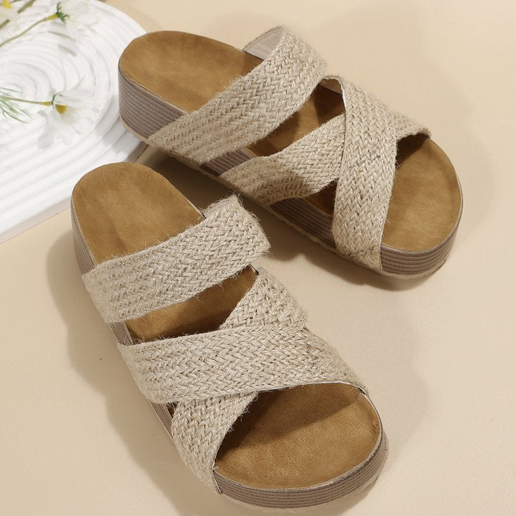 Woven Cross-Strap Sandals in 6 Colors
