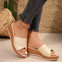 Snake Pattern Thick Sole Wedge Sandals