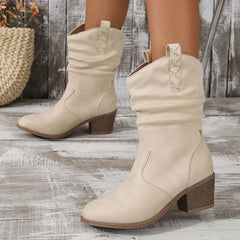 Suede Mid-Calf Cowboy Boots
