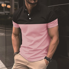 Men's Casual Colorblock Polo Shirt in 8 Colors S-XXXL