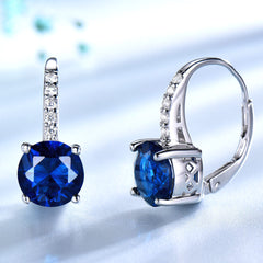 Sterling Silver Drop Topaz Gemstone and Diamond Earrings