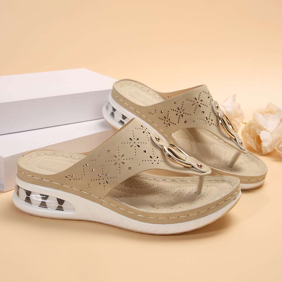 Thong Sandals with Wedge Heel