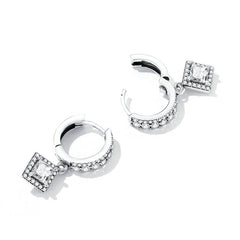 Silver and Zircon Sparkly Drop Earrings