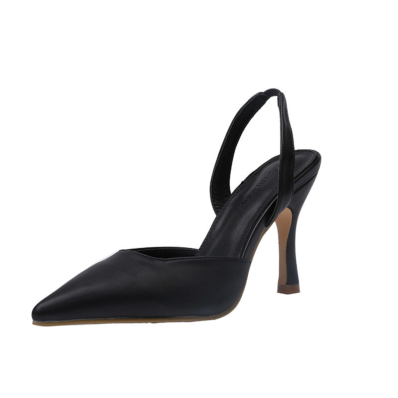 Elegant Solid Colour Pointed Toe Slingback Heels