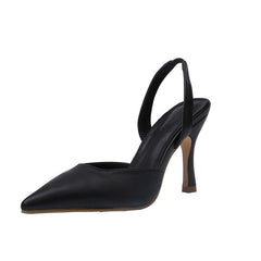 Elegant Solid Colour Pointed Toe Slingback Heels