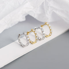 Sterling Silver Zircon Diamond Loop Earrings